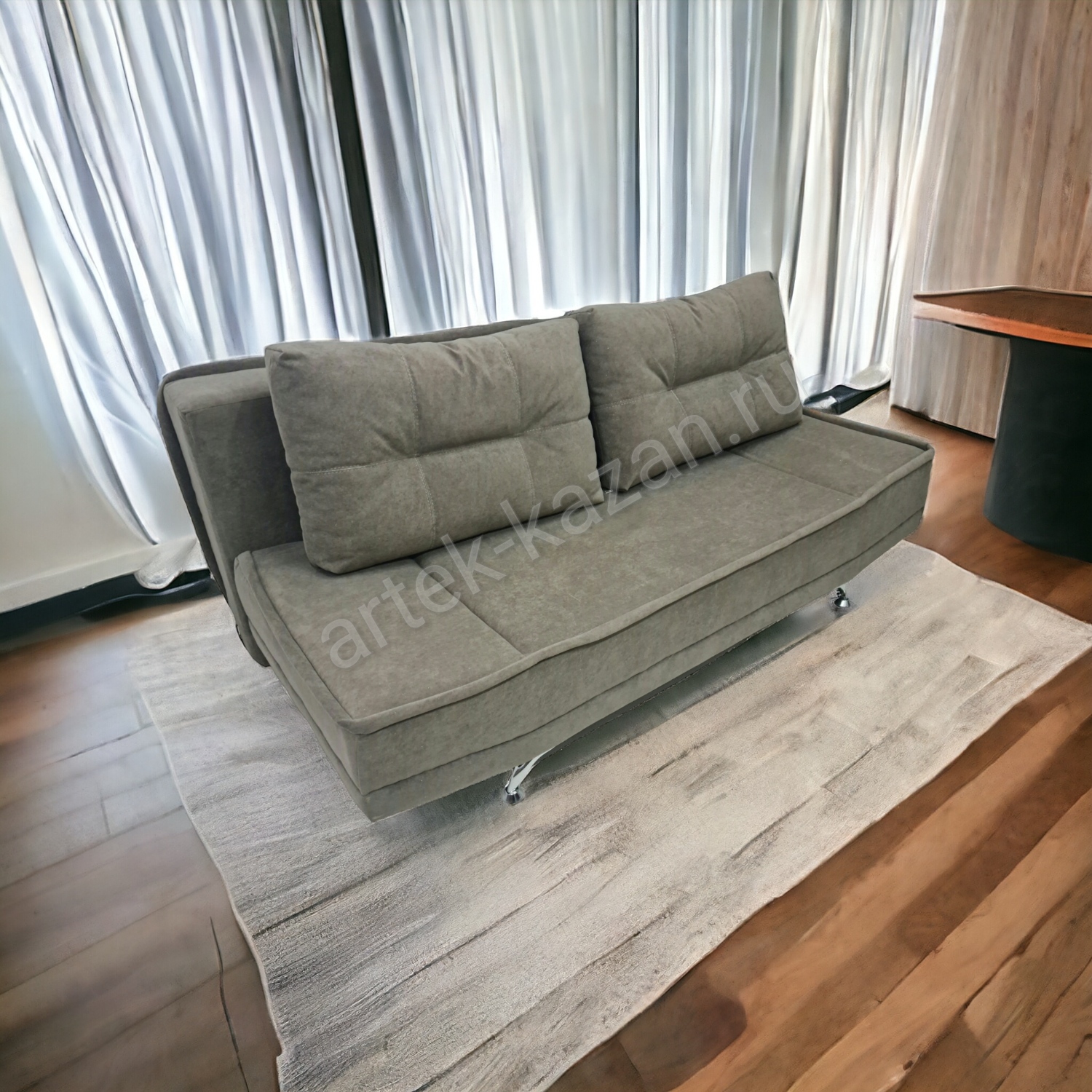 Диван еврокнижка -Энавер- микровелюр РС серо-коричневый,  цена 16000руб. Купить недорогой диван по низкой цене от производителя можно у нас.
